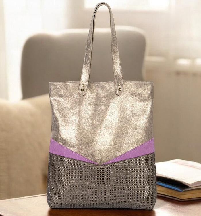 antoinette ameska Sac TIVOLI Gris Tresse Parme