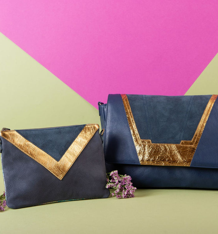 Antoinette Ameska Sac TOKYO Bleu Foncé/Bronze