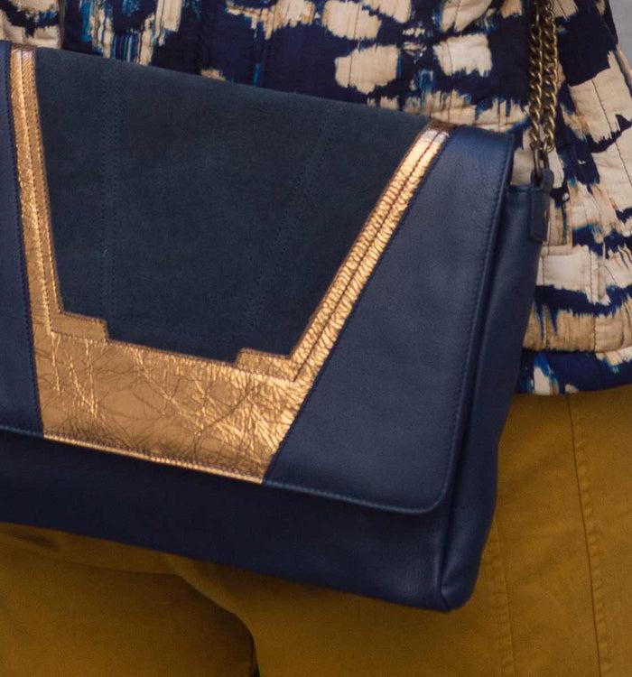 Antoinette Ameska Sac TOKYO Bleu Foncé/Bronze
