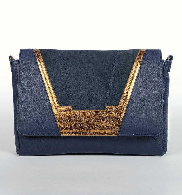Antoinette Ameska Sac TOKYO Bleu Foncé/Bronze