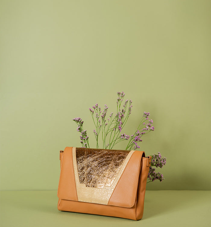 Antoinette Ameska Sac TOKYO Camel/Metal Cuivre