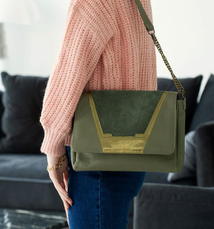 Antoinette Ameska Sac TOKYO Kaki/Métal Kaki