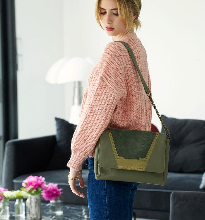 antoinette ameska Sac TOKYO Kaki/Métal Kaki