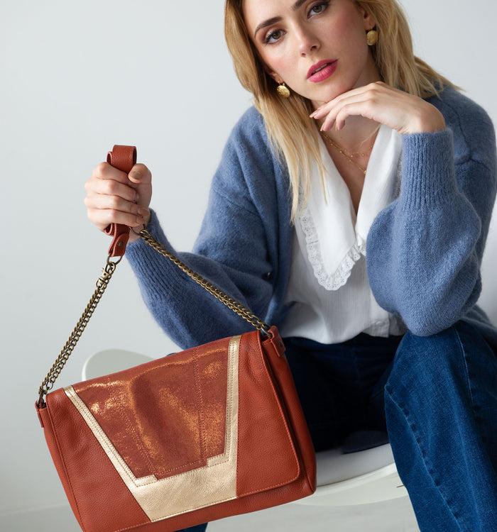 Antoinette Ameska Sac TOKYO Tabac/Lézard Camel