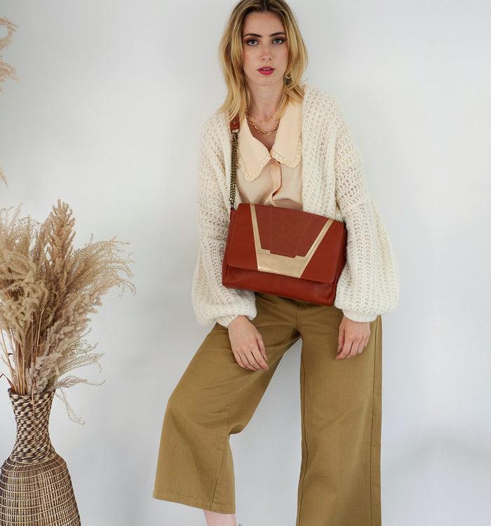 antoinette ameska Sac TOKYO Tabac/Lézard Camel