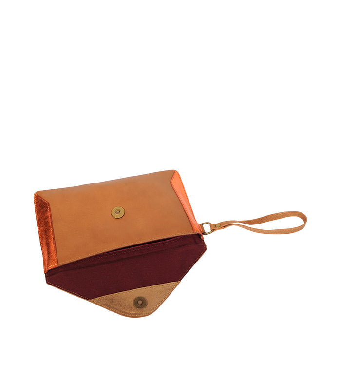 Antoinette Ameska Trousse TURIN Lézard Or/Bronze