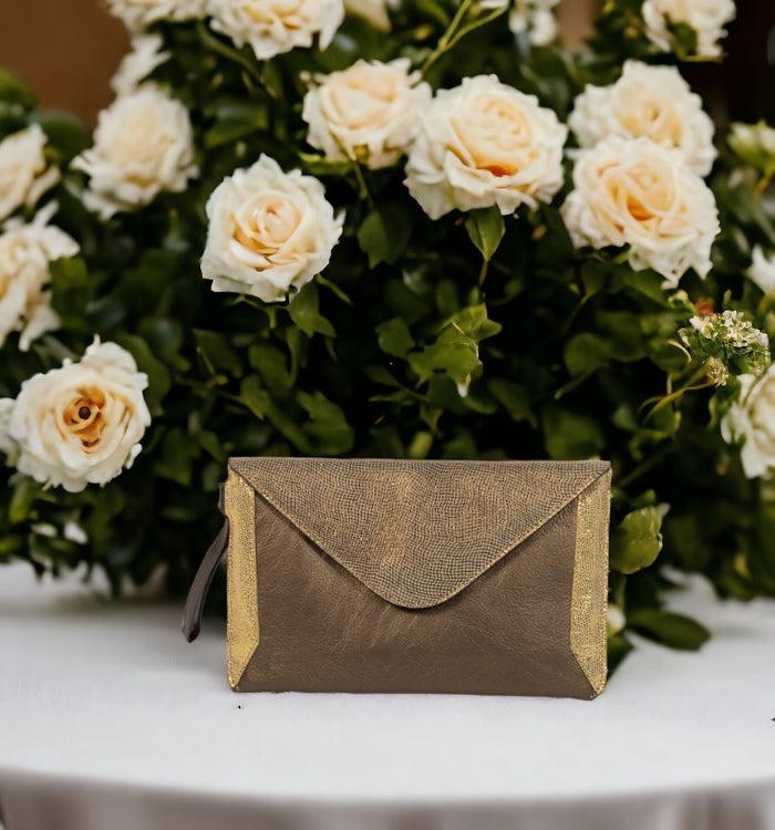 antoinette ameska Trousse TURIN Lézard Or/Bronze