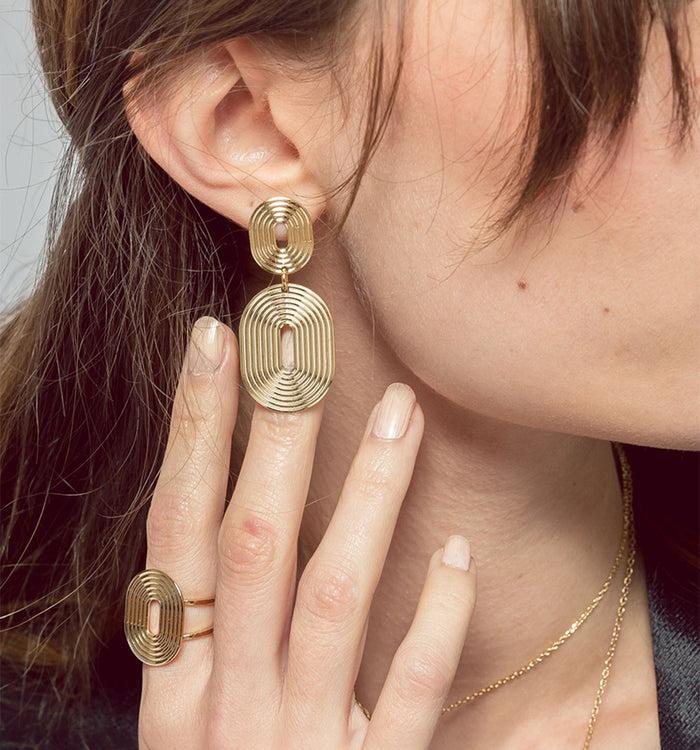 Antoinette Ameska Boucles D'Oreilles - 7 CHEMINS Doré