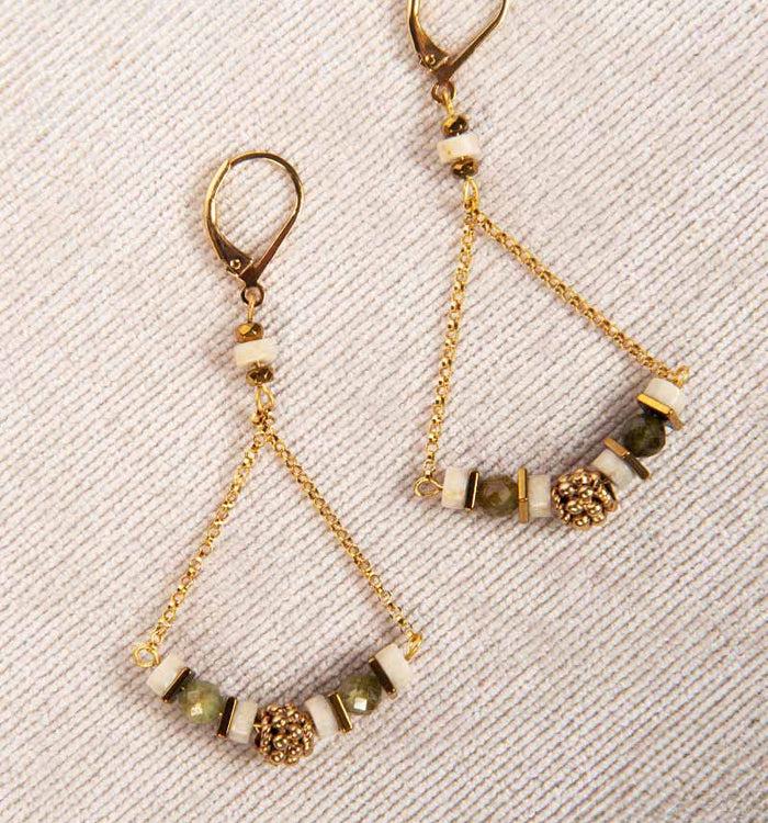 antoinette ameska Boucles d'Oreilles ANAIS Vert d'eau