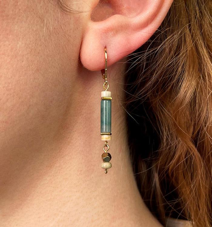 Antoinette Ameska Boucles D'Oreilles AURORE Vert D'eau