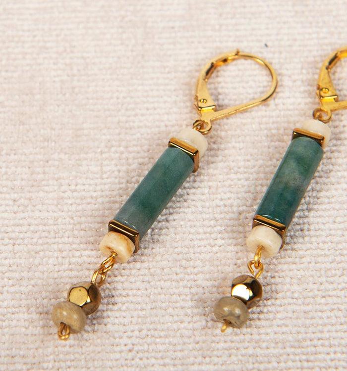 Antoinette Ameska Boucles D'Oreilles AURORE Vert D'eau