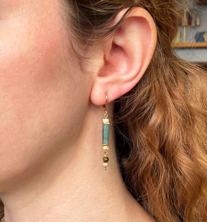 antoinette ameska Boucles d'Oreilles AURORE Vert d'eau