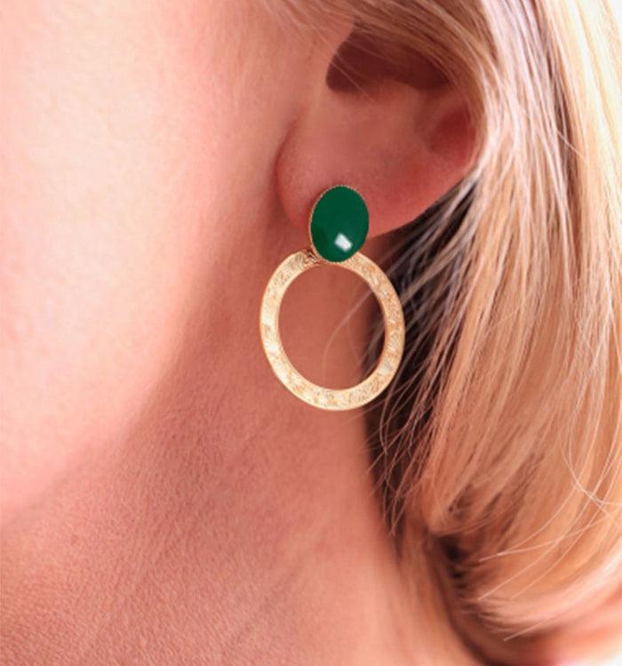 antoinette ameska Boucles d'Oreilles BLOSSOM Agate Verte