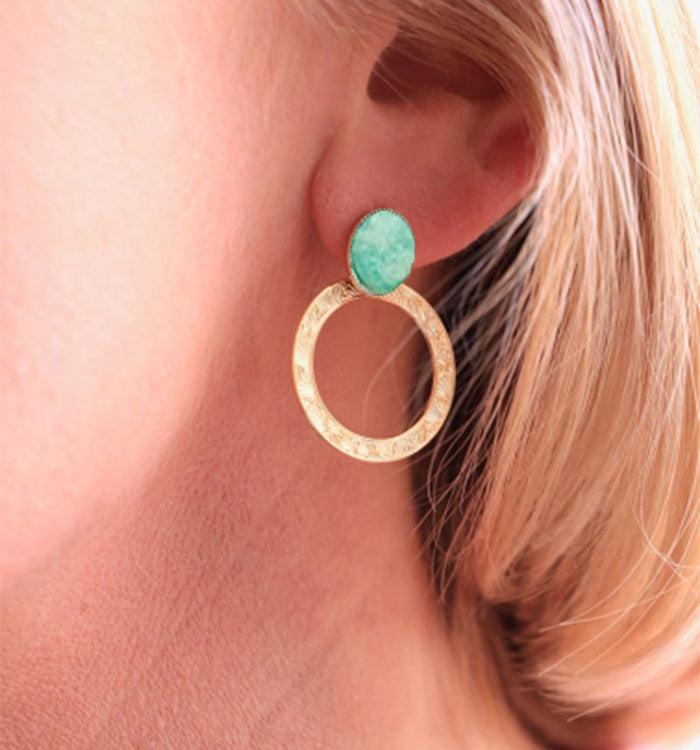Antoinette Ameska Boucles D'Oreilles BLOSSOM Amazonite