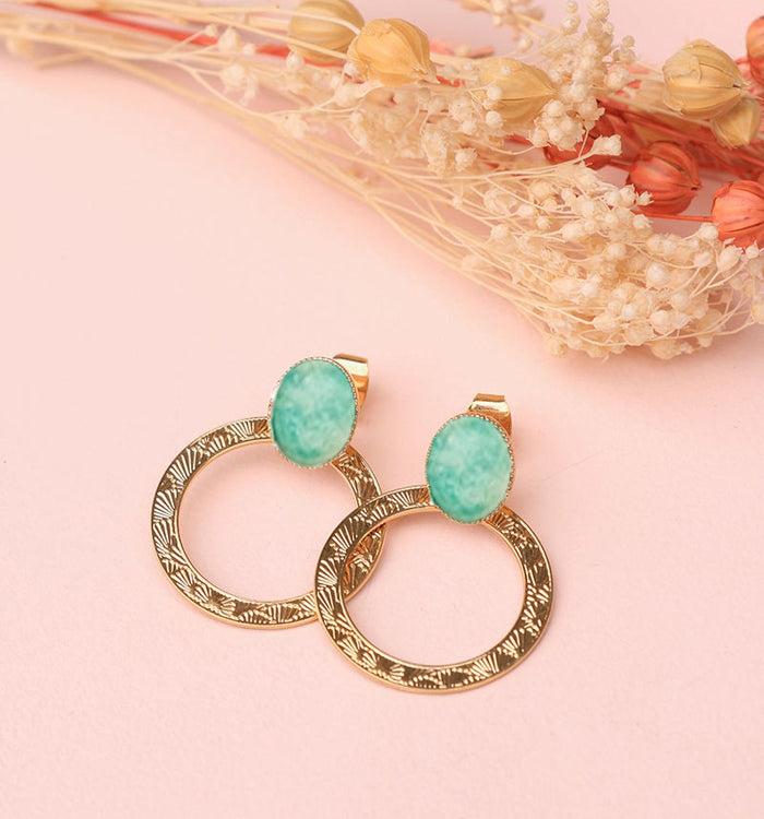 antoinette ameska Boucles d'Oreilles BLOSSOM Amazonite