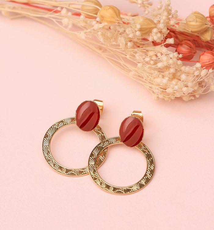 Antoinette Ameska Boucles D'Oreilles BLOSSOM Cornaline