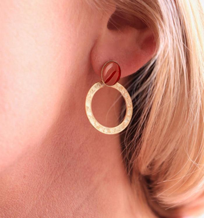 antoinette ameska Boucles d'Oreilles BLOSSOM Cornaline