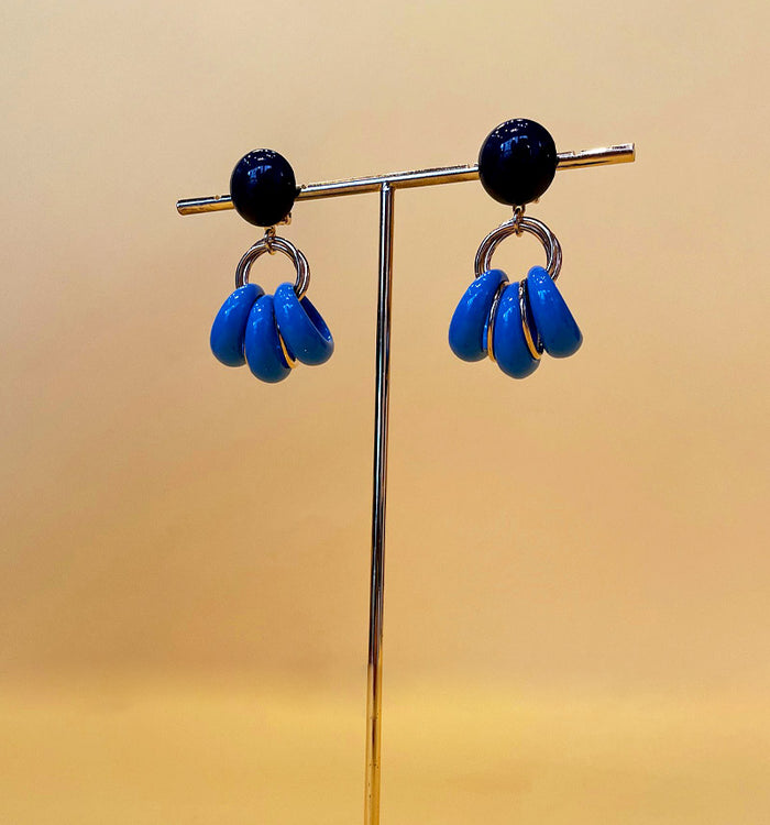 Antoinette Ameska Boucles D'Oreilles CLUNY Bleu/Bleu Marine