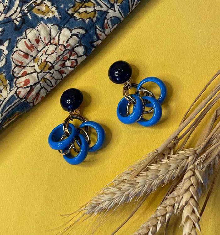 antoinette ameska Boucles d'Oreilles CLUNY Bleu/Bleu Marine