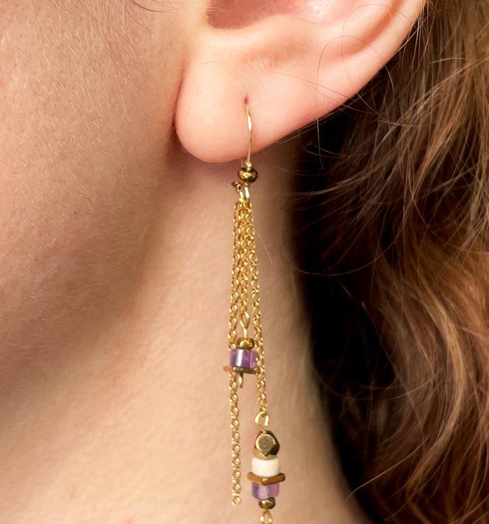 Antoinette Ameska Boucles D'Oreilles CORALIE Violet