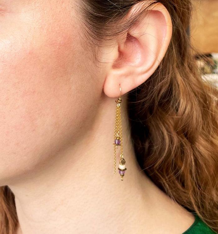 antoinette ameska Boucles d'Oreilles CORALIE Violet