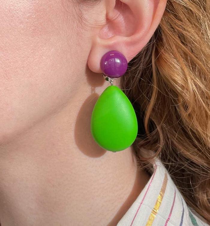 Antoinette Ameska Boucles D'Oreilles CUBA Prune/Pomme