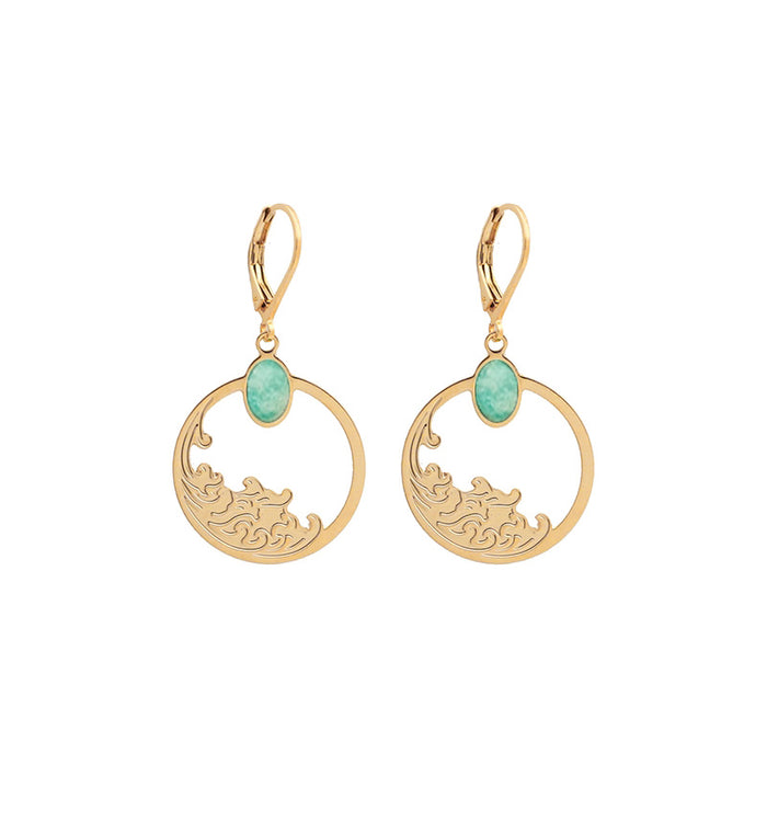 Antoinette Ameska Boucles D'Oreilles HOKUSAI - Dormeuses Medium Amazonite