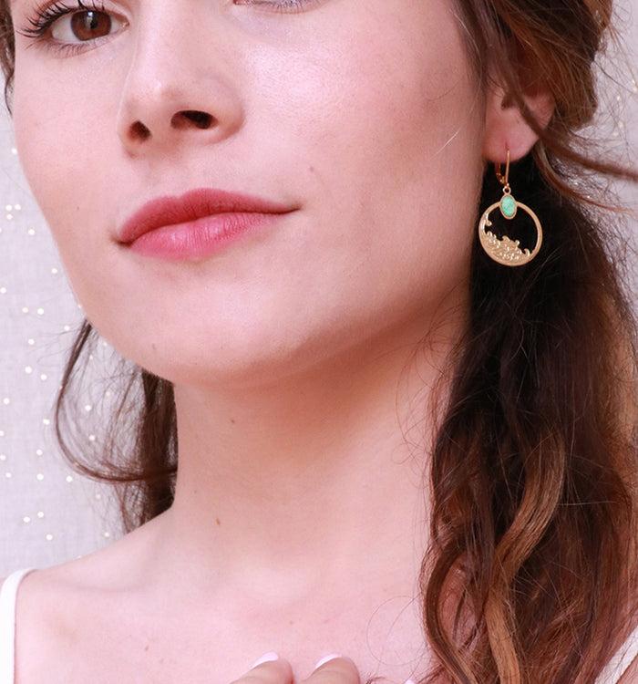 antoinette ameska Boucles d'Oreilles HOKUSAI - Dormeuses Medium Amazonite