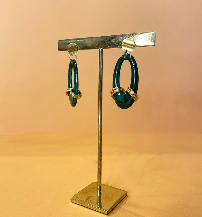 Antoinette Ameska Boucles D'Oreilles JADE Vert Emeraude