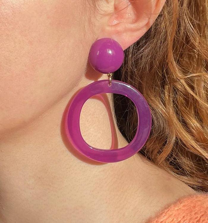 Antoinette Ameska Boucles D'Oreilles KAMELIA Violet Translucide