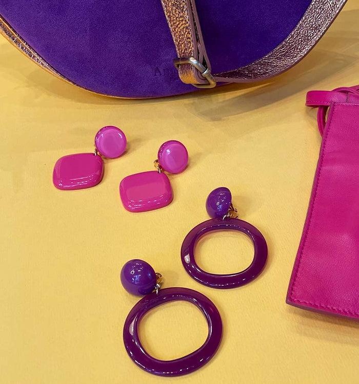 Antoinette Ameska Boucles D'Oreilles KAMELIA Violet Translucide