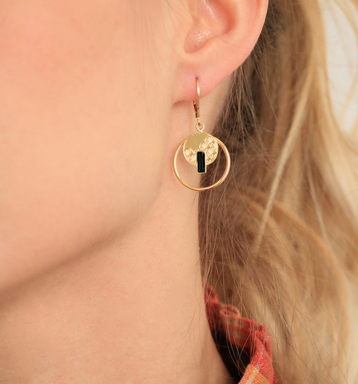 Antoinette Ameska Boucles D'Oreilles KYOTO Email Noir