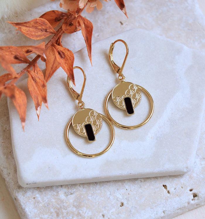 antoinette ameska Boucles d'Oreilles KYOTO Email Noir