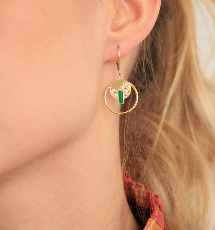 antoinette ameska Boucles d'Oreilles KYOTO Email Vert