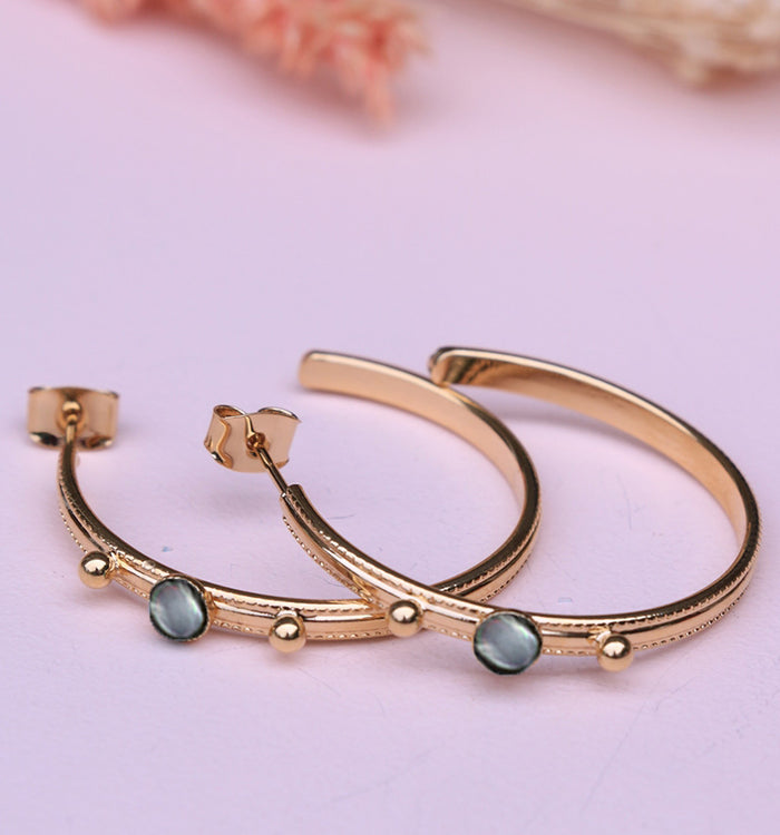 antoinette ameska Boucles d'Oreilles MARQUISE - Grandes Créoles Nacre grise