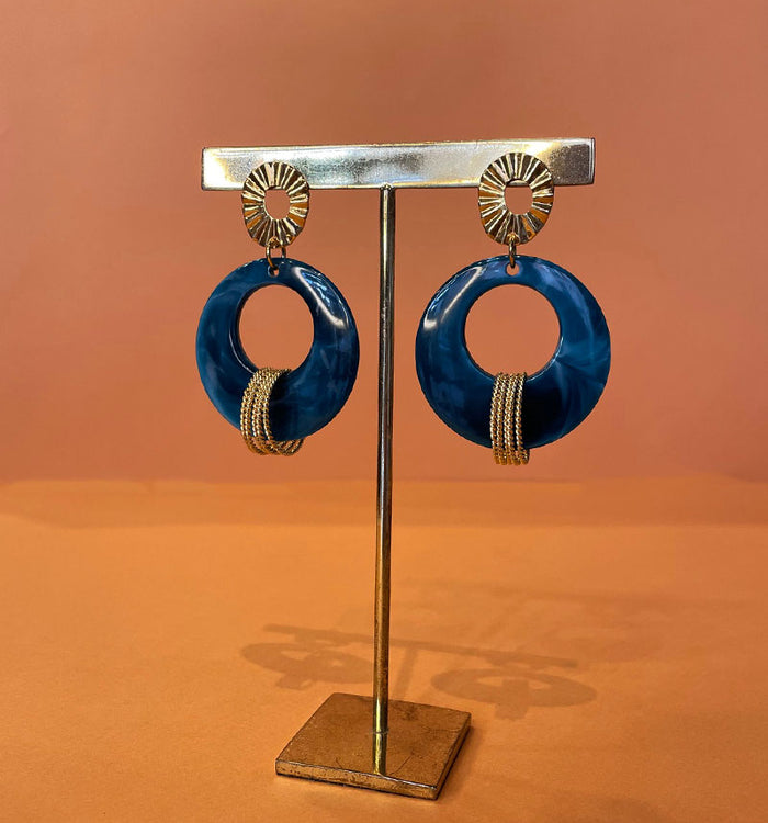 Antoinette Ameska Boucles D'Oreilles MARYSE Bleu Canard