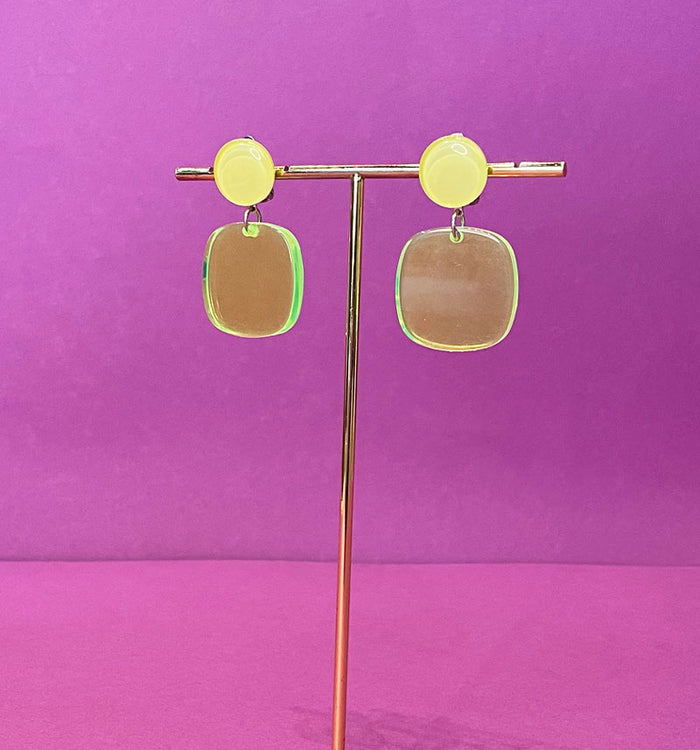 Antoinette Ameska Boucles D'Oreilles MONA Fluo Jaune Translucide