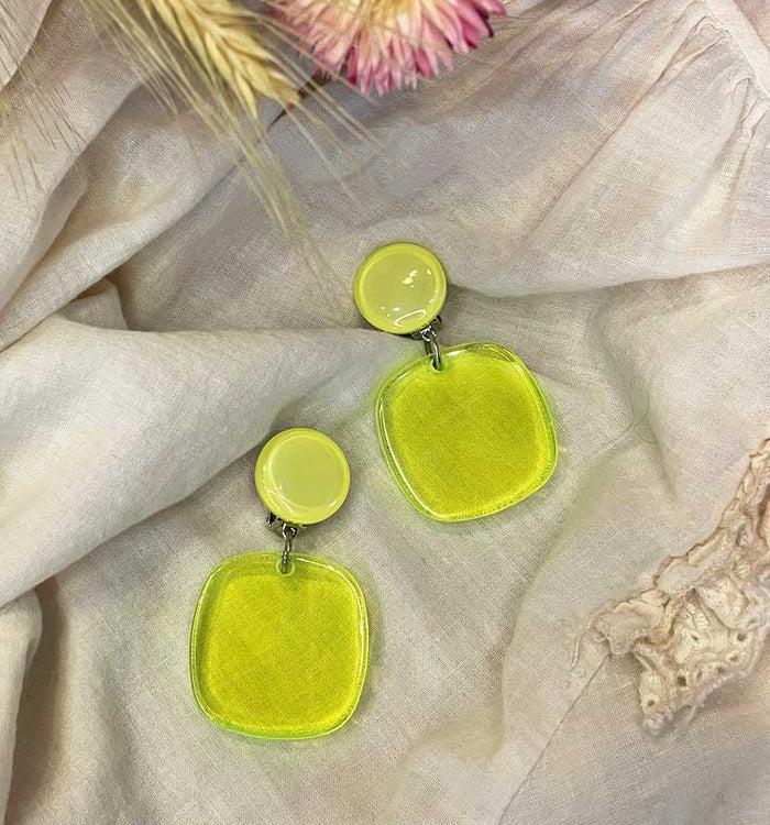 Antoinette Ameska Boucles D'Oreilles MONA Fluo Jaune Translucide