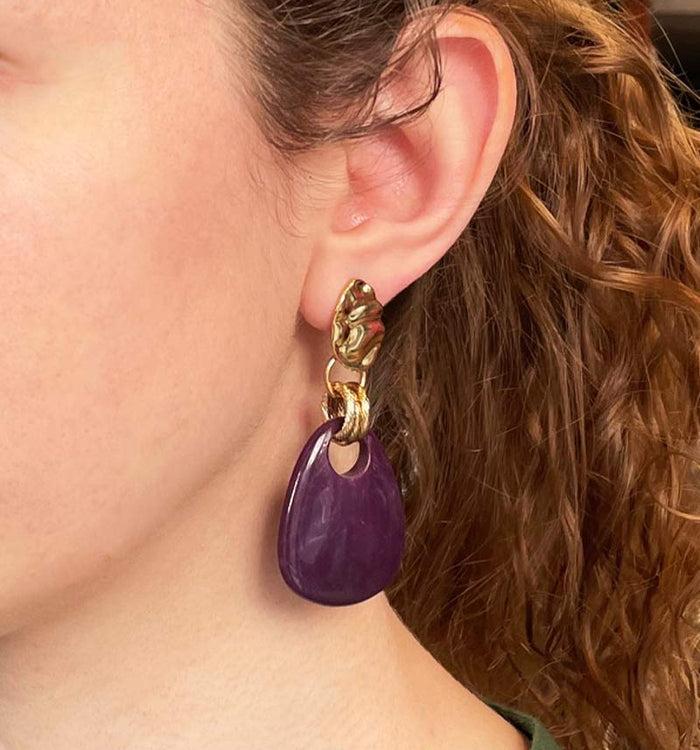 Antoinette Ameska Boucles D'Oreilles NOEMIE Violet Prune