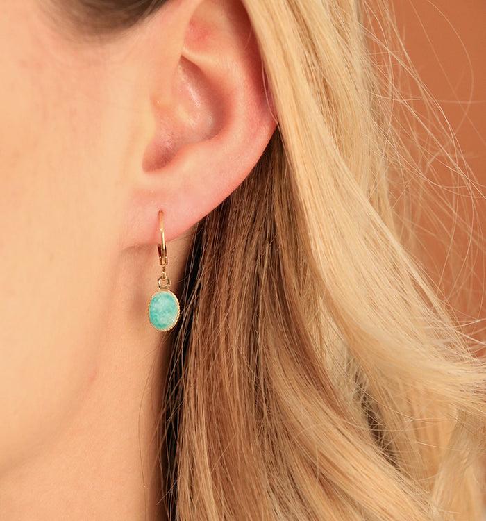 antoinette ameska Boucles d'Oreilles pierre SATURNE Amazonite