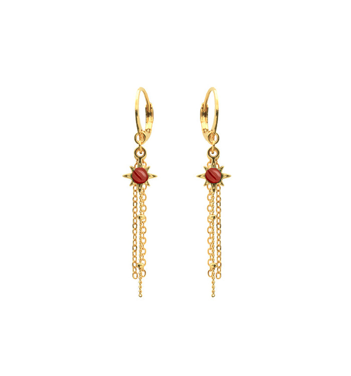 antoinette ameska Boucles d'Oreilles POLARIS - Dormeuses Longues cornaline