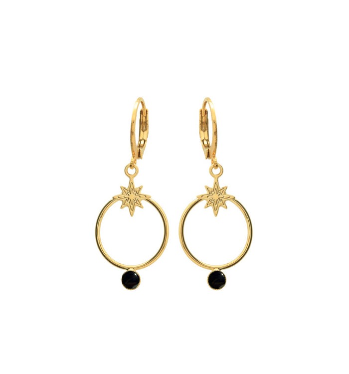 antoinette ameska Boucles d'Oreilles POLARIS - Grandes Dormeuses Onyx Noire