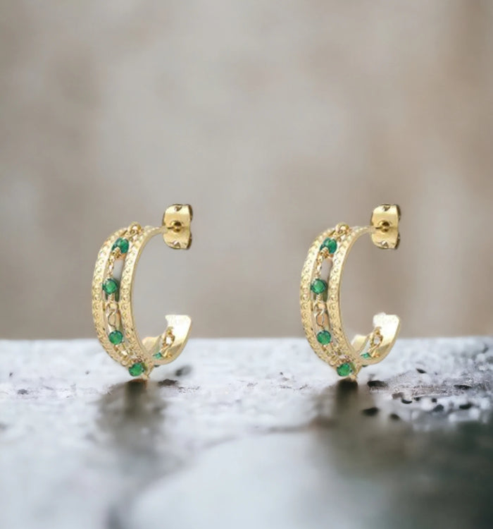 Antoinette Ameska Boucles D'oreilles - Sabah Petite Agate Vert