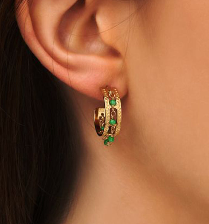 antoinette ameska Boucles d'oreilles - Sabah Petite Agate Vert