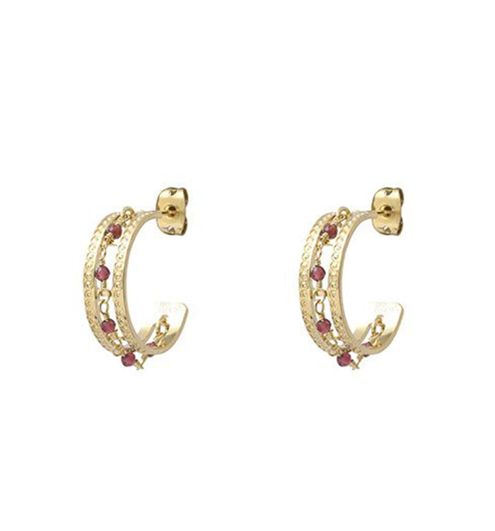 Antoinette Ameska Boucles D'oreilles - Sabah Petite Grenat Rose