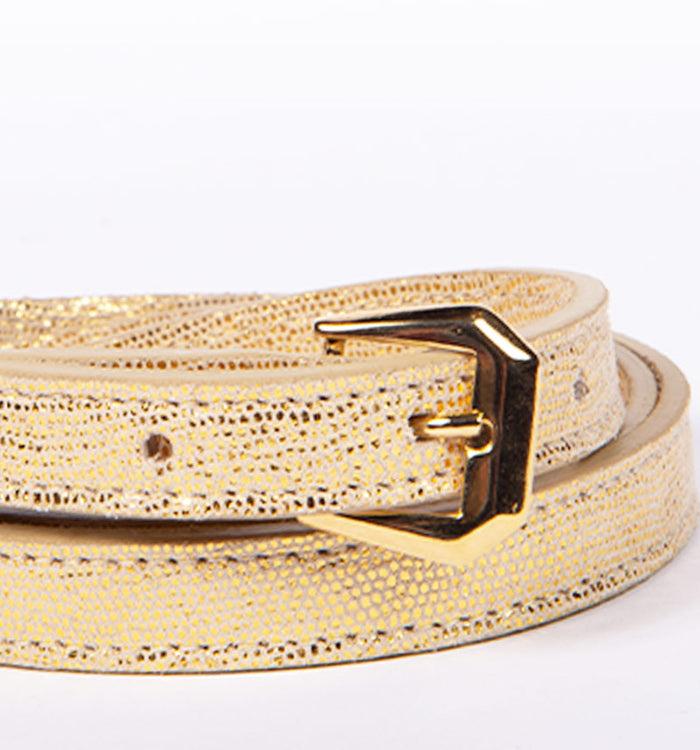 Antoinette Ameska Ceinture FAUSTINE Lézard Or - Petite Boucle