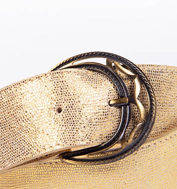 Antoinette Ameska Ceinture GARANCE Lézard Or - Grande Boucle