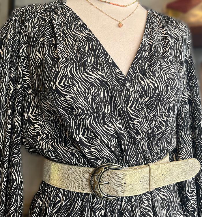 Antoinette Ameska Ceinture GARANCE Lézard Or - Grande Boucle