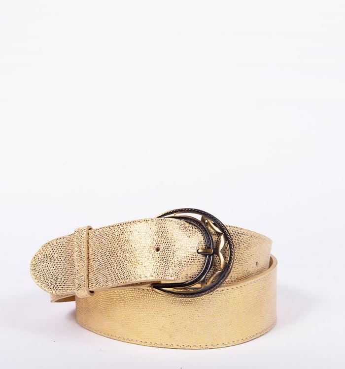 antoinette ameska Ceinture GARANCE Lézard Or - Grande Boucle