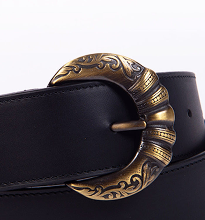 Antoinette Ameska Ceinture GRETTA Noir Lisse - Grande Boucle